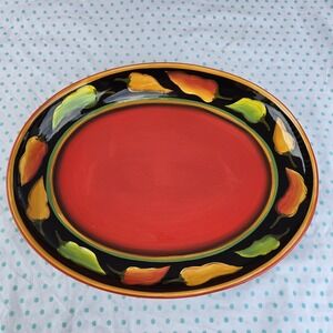 Clay Art Stonelite Jalapeno Peppers 17 1/2" Deep Oval Serving Platter Oblong